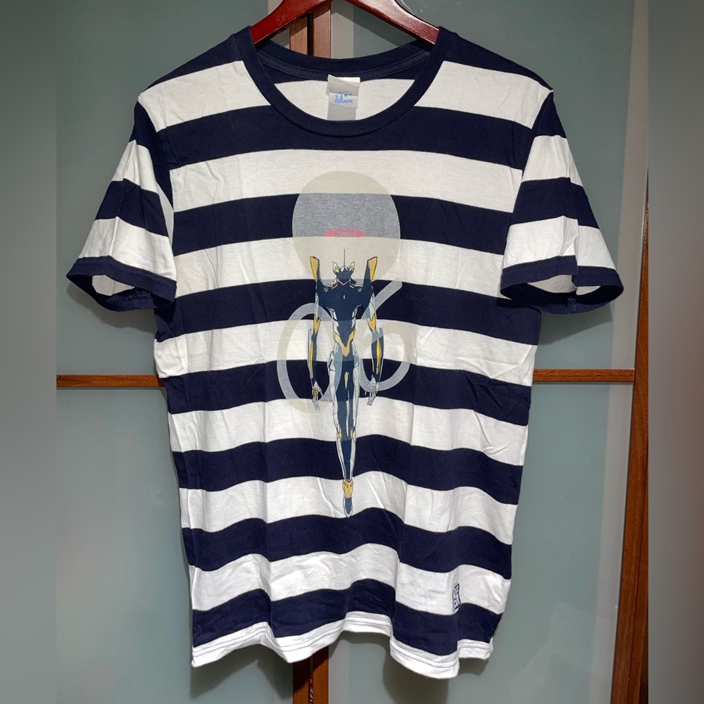 EVANGELION STORE Japan EVA Flight Unit Angel Class Striped T-Shirt Unisex Size L